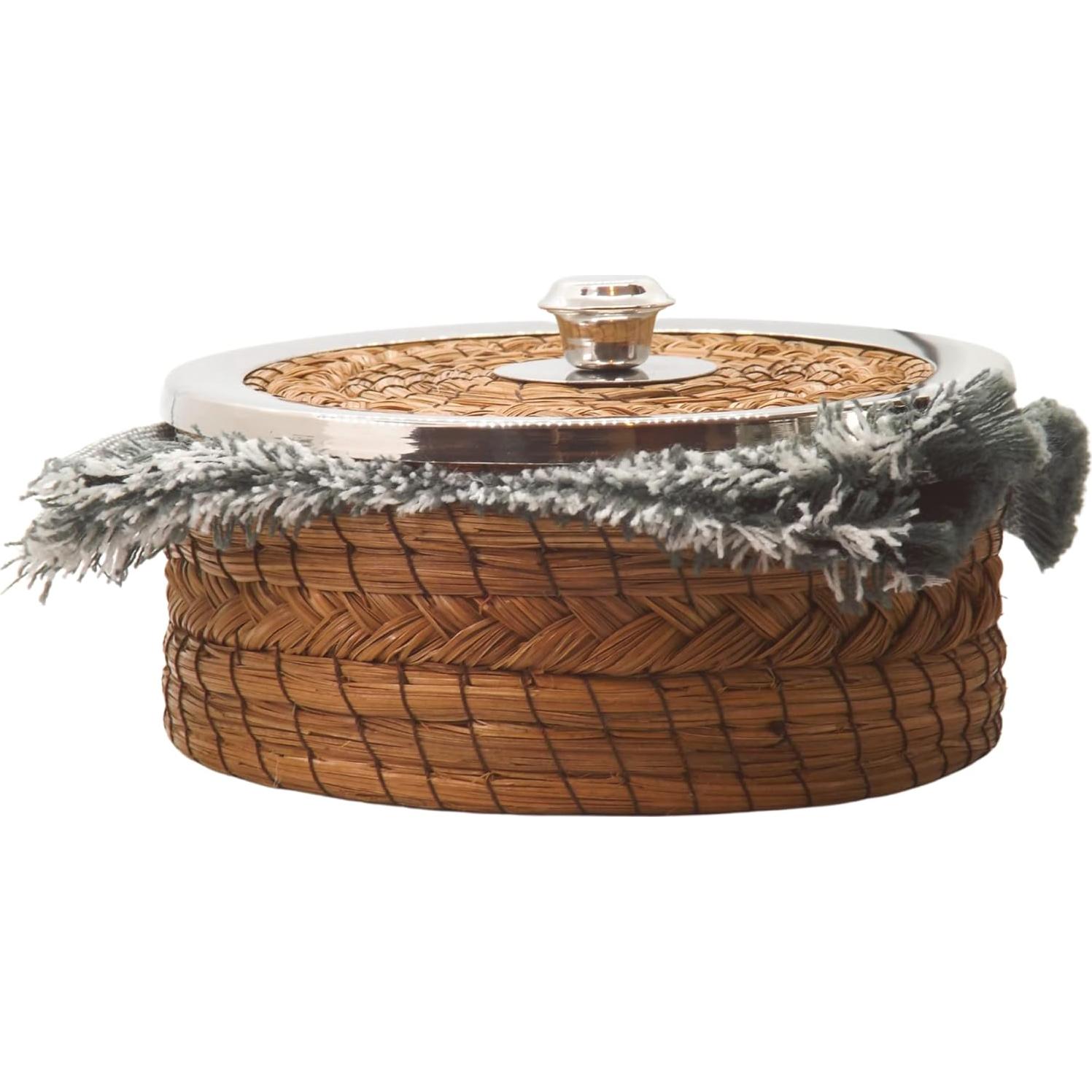 Cesta Calentadora de Tortillas MEXTEQUIL - Hecha a Mano con Agujas de Pino