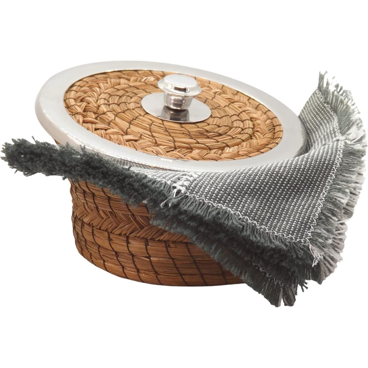 Cesta Calentadora de Tortillas MEXTEQUIL - Hecha a Mano con Agujas de Pino