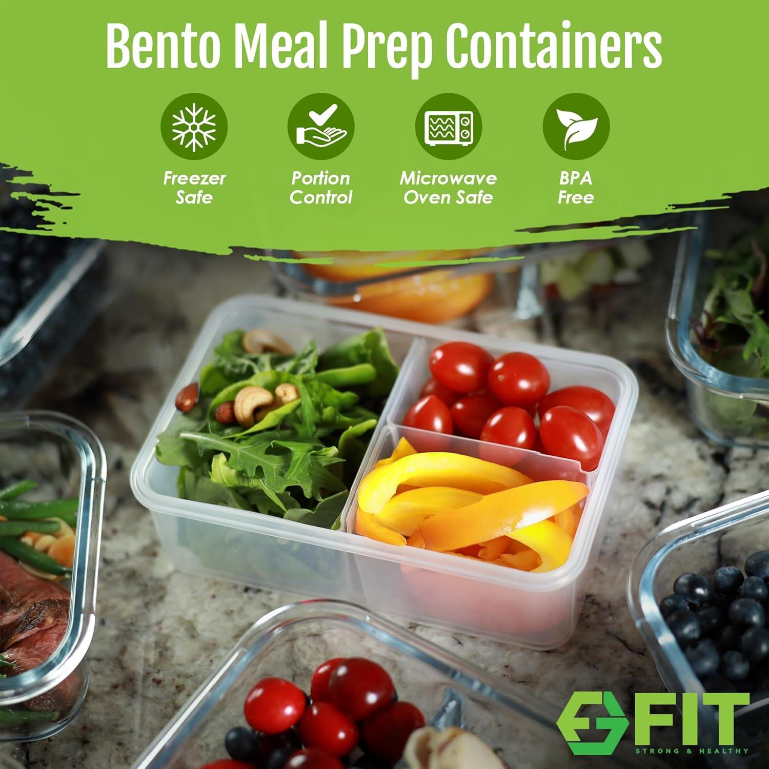 Caja Bento FIT Fuerte y Saludable 39oz - 2 Paquete, Apto Microondas