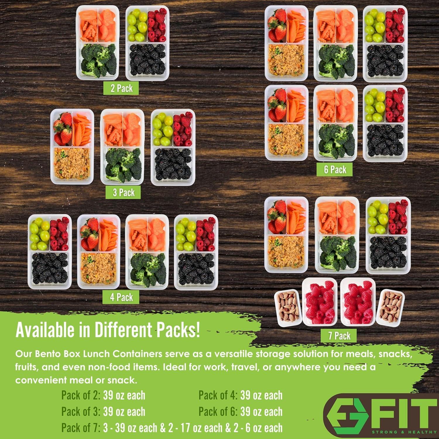 Caja Bento FIT Fuerte y Saludable 39oz - 2 Paquete, Apto Microondas