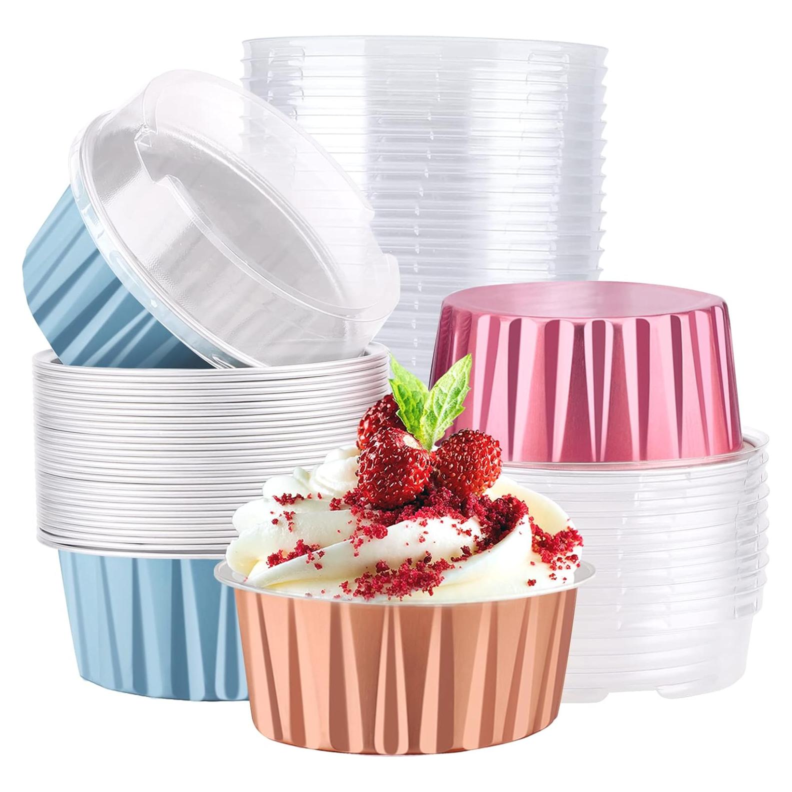 Moldes para Hornear EUSOAR 30pcs 148ml Aluminio con Tapas