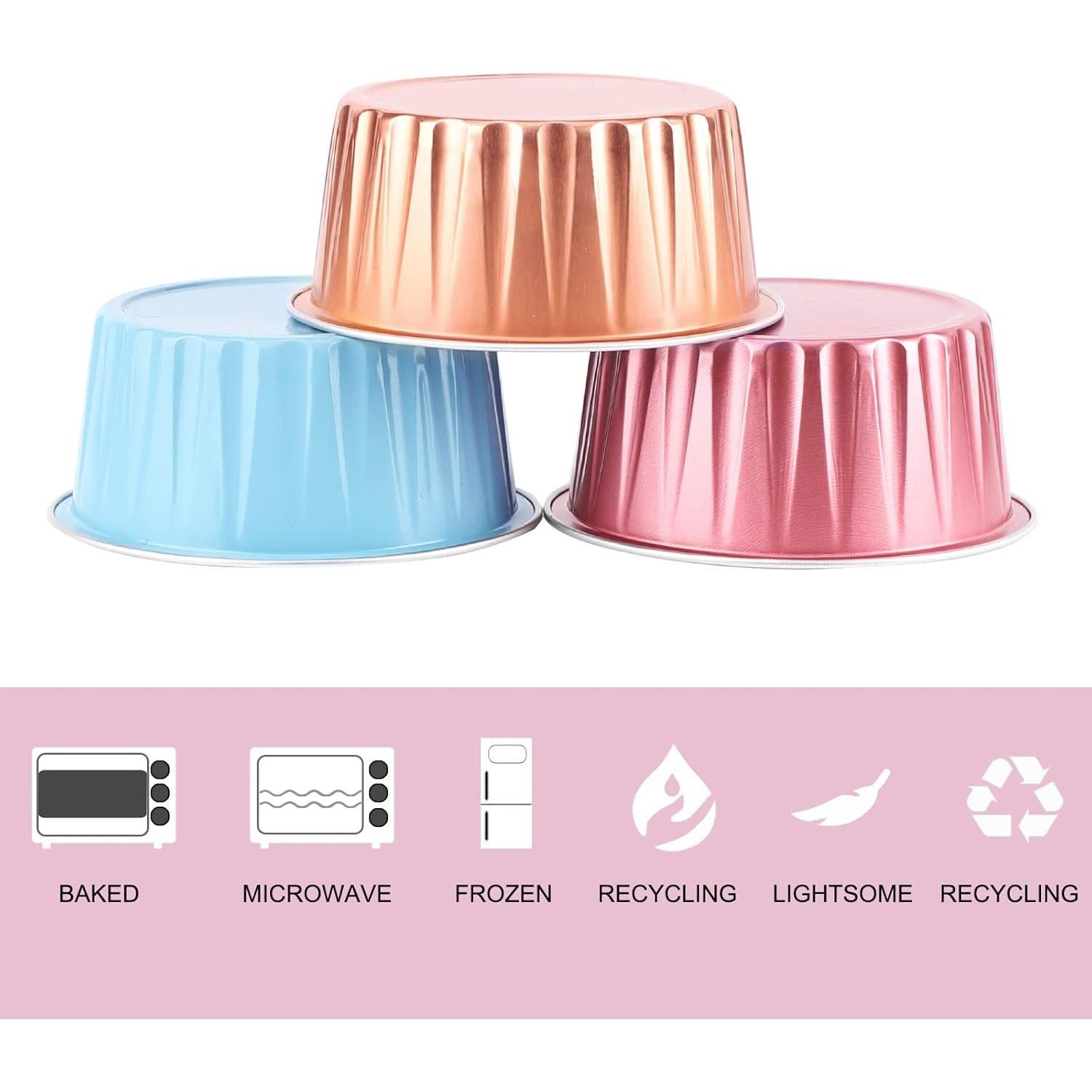 Moldes para Hornear EUSOAR 30pcs 148ml Aluminio con Tapas