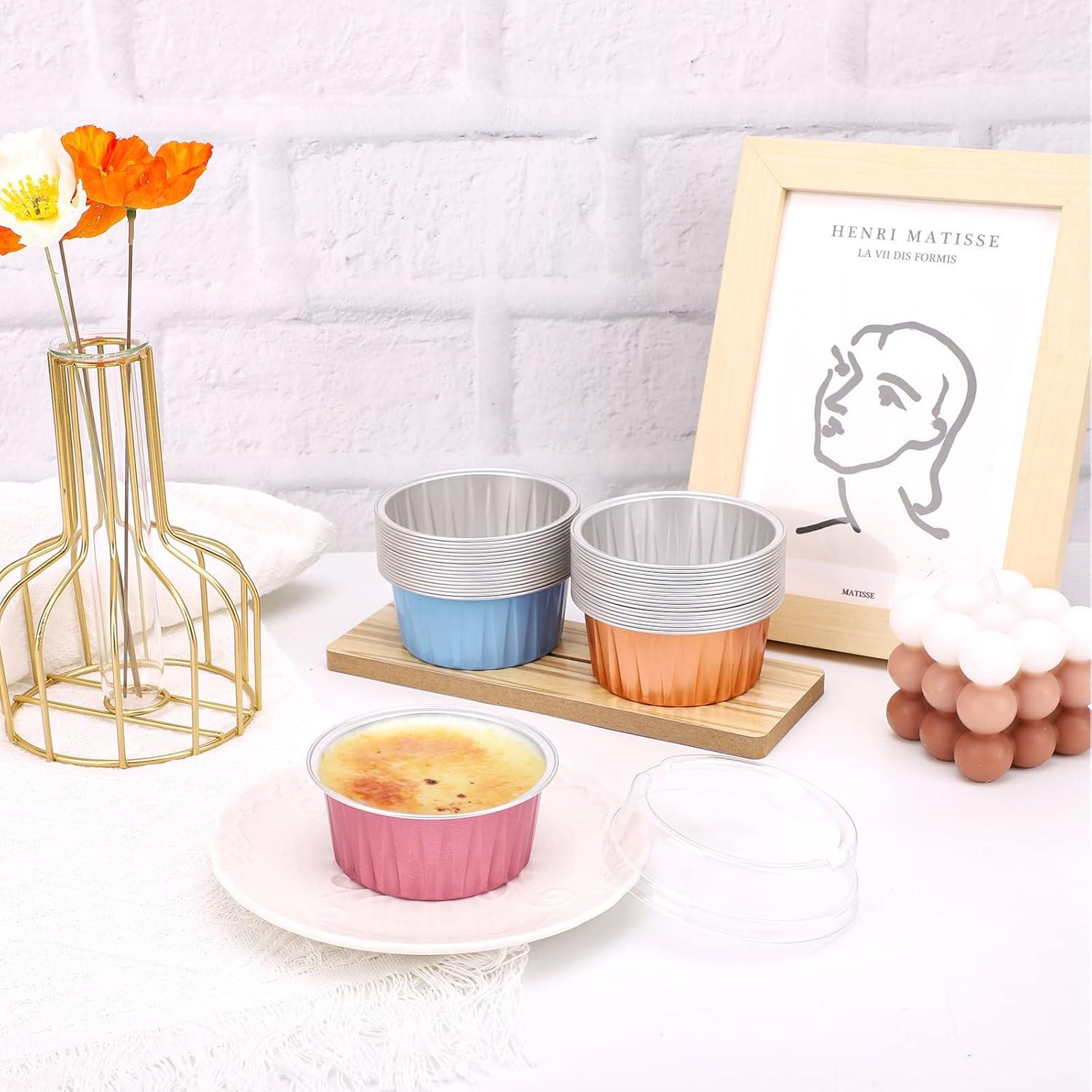 Moldes para Hornear EUSOAR 30pcs 148ml Aluminio con Tapas