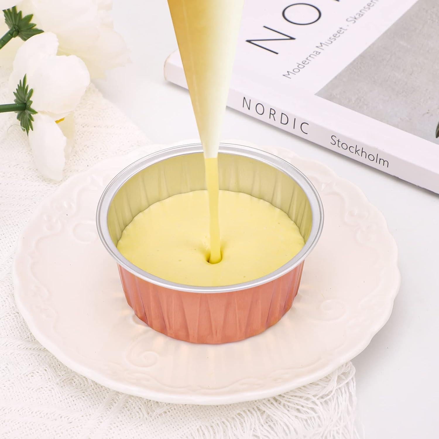 Moldes para Hornear EUSOAR 30pcs 148ml Aluminio con Tapas