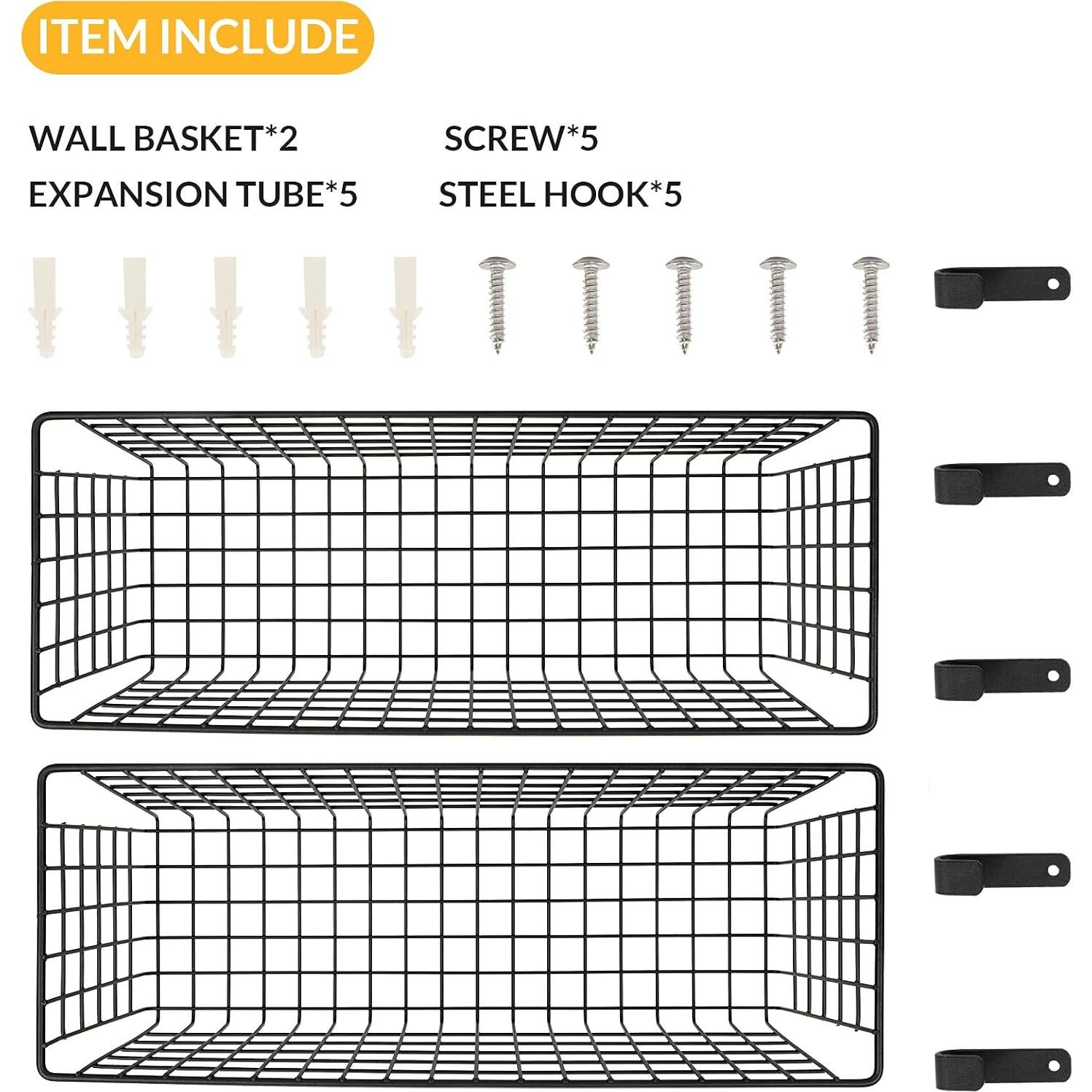 2 Cestas Colgantes de Alambre KINLINK Negros 37x14x14 cm