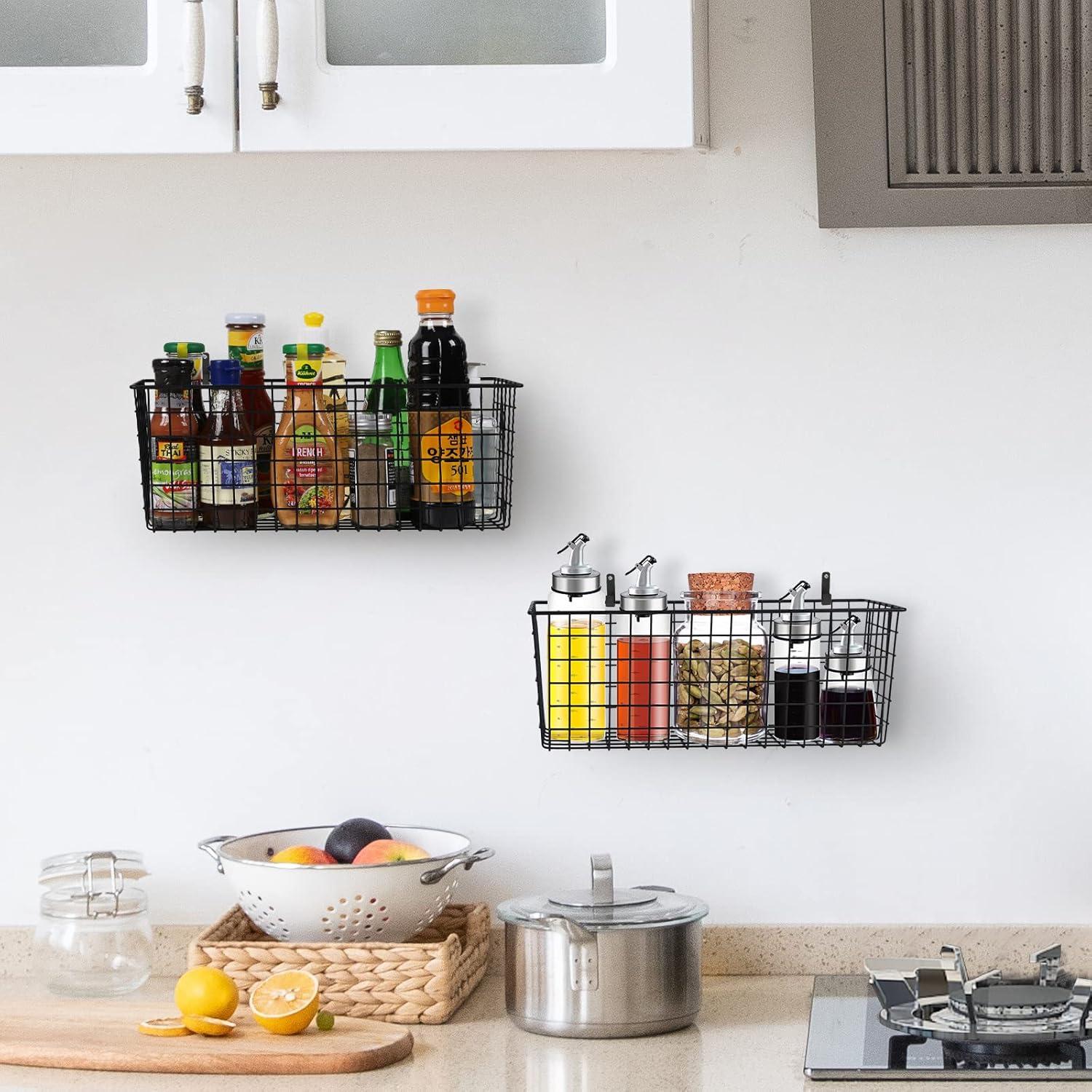 2 Cestas Colgantes de Alambre KINLINK Negros 37x14x14 cm