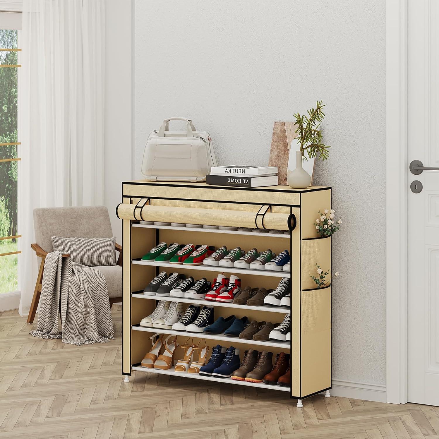 Organizador de Zapatos Calmootey 5 Niveles Beige 25 Pares