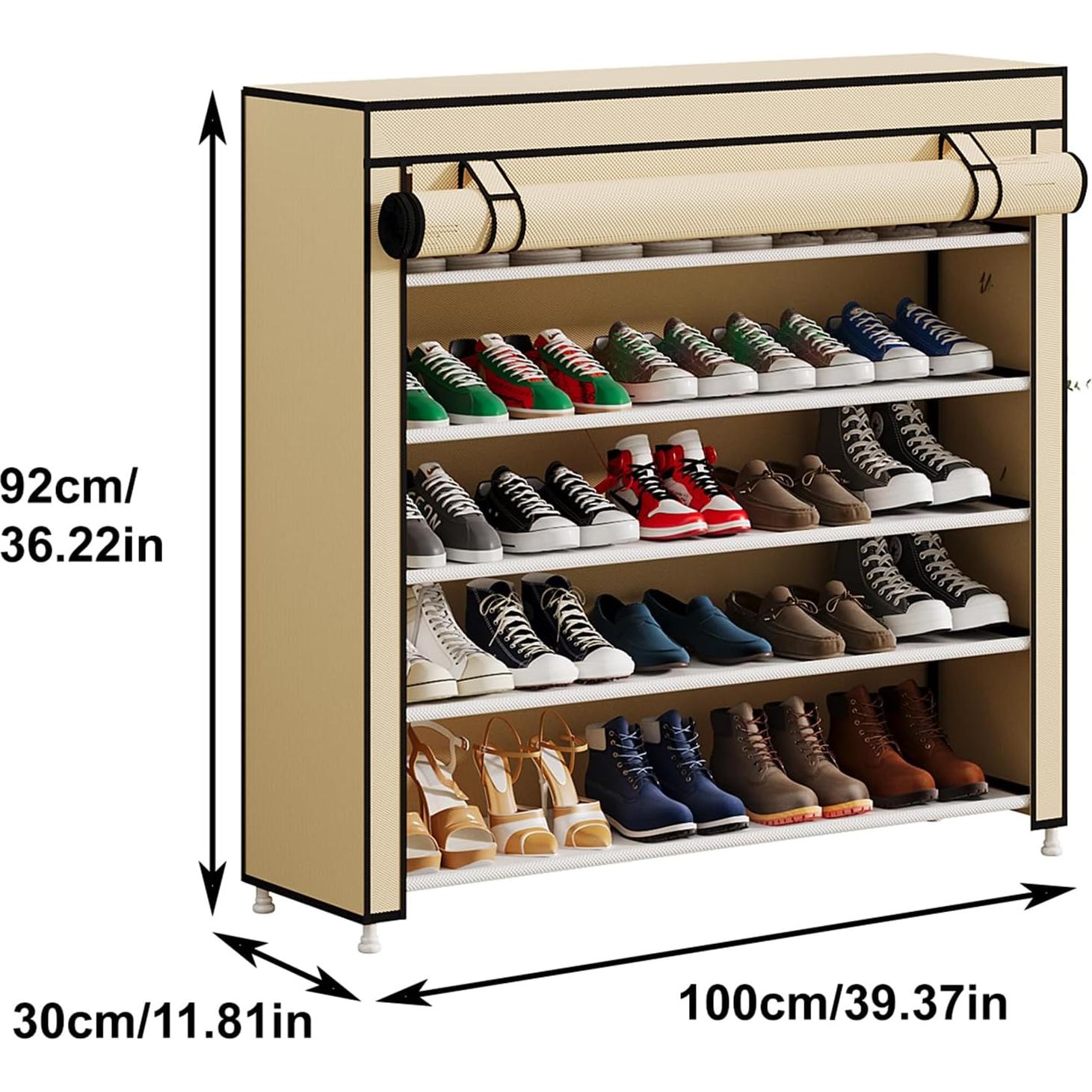 Organizador de Zapatos Calmootey 5 Niveles Beige 25 Pares