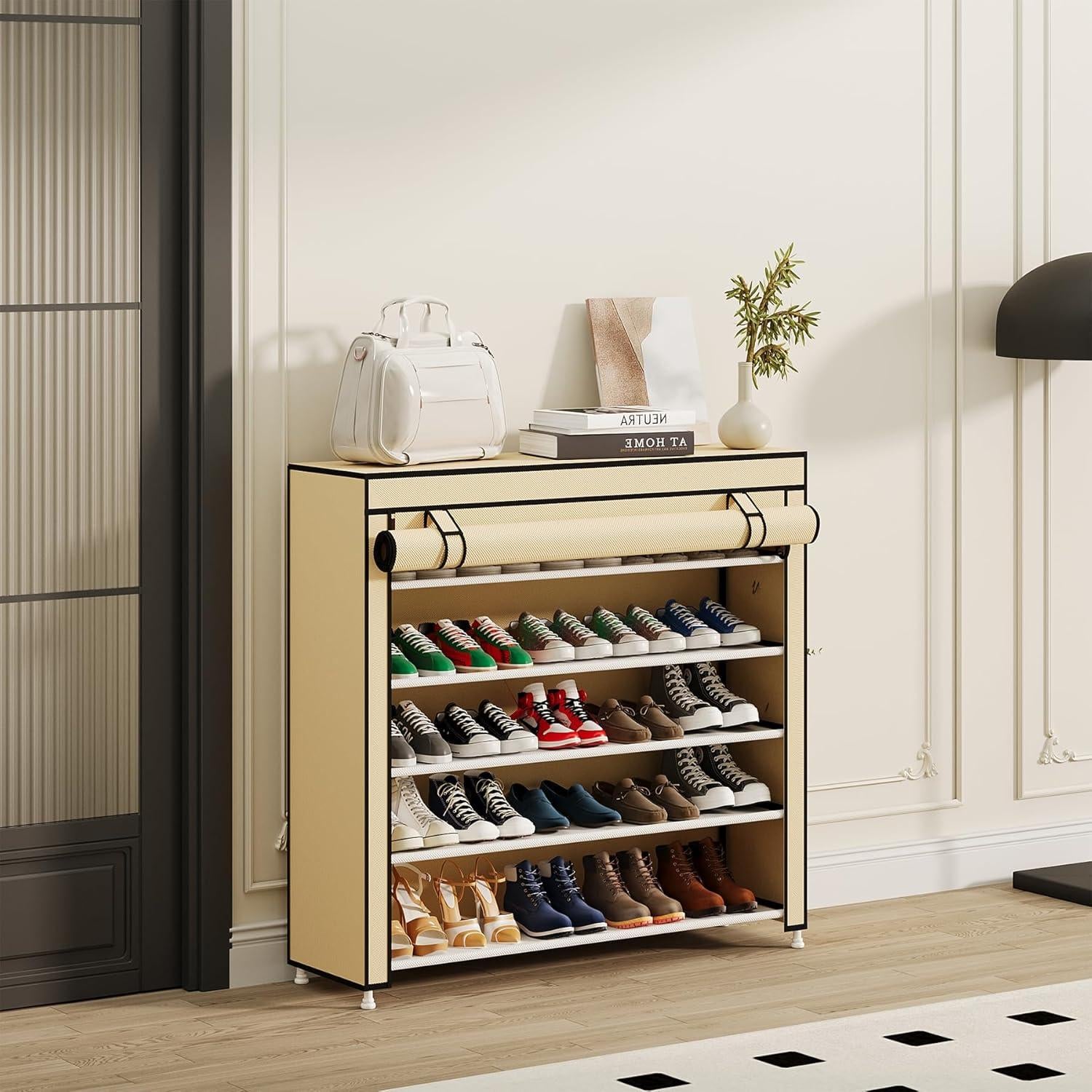 Organizador de Zapatos Calmootey 5 Niveles Beige 25 Pares