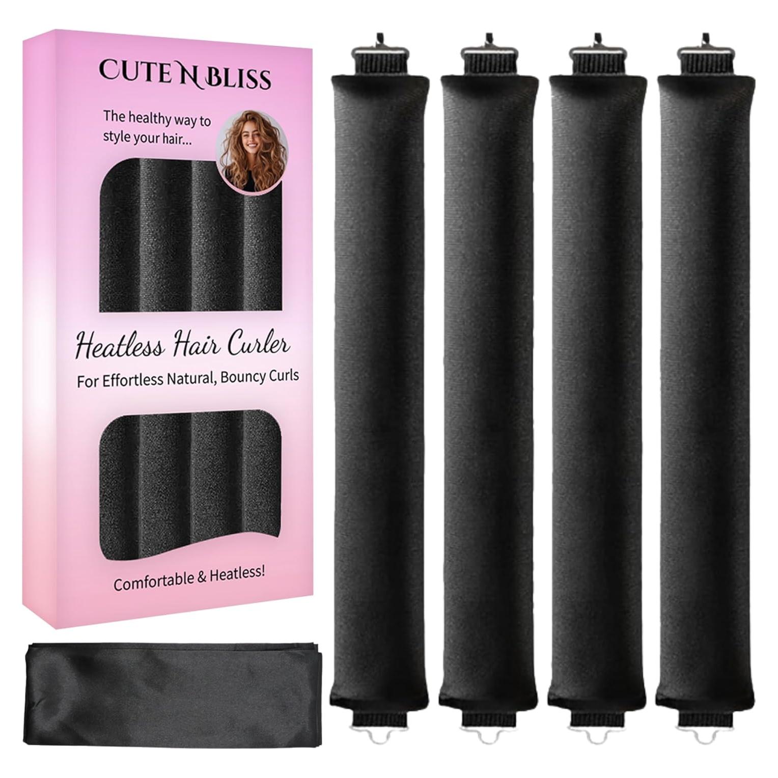 Rizadores de Cabello Sin Calor Cute N Bliss - 4 PZS con Bufanda
