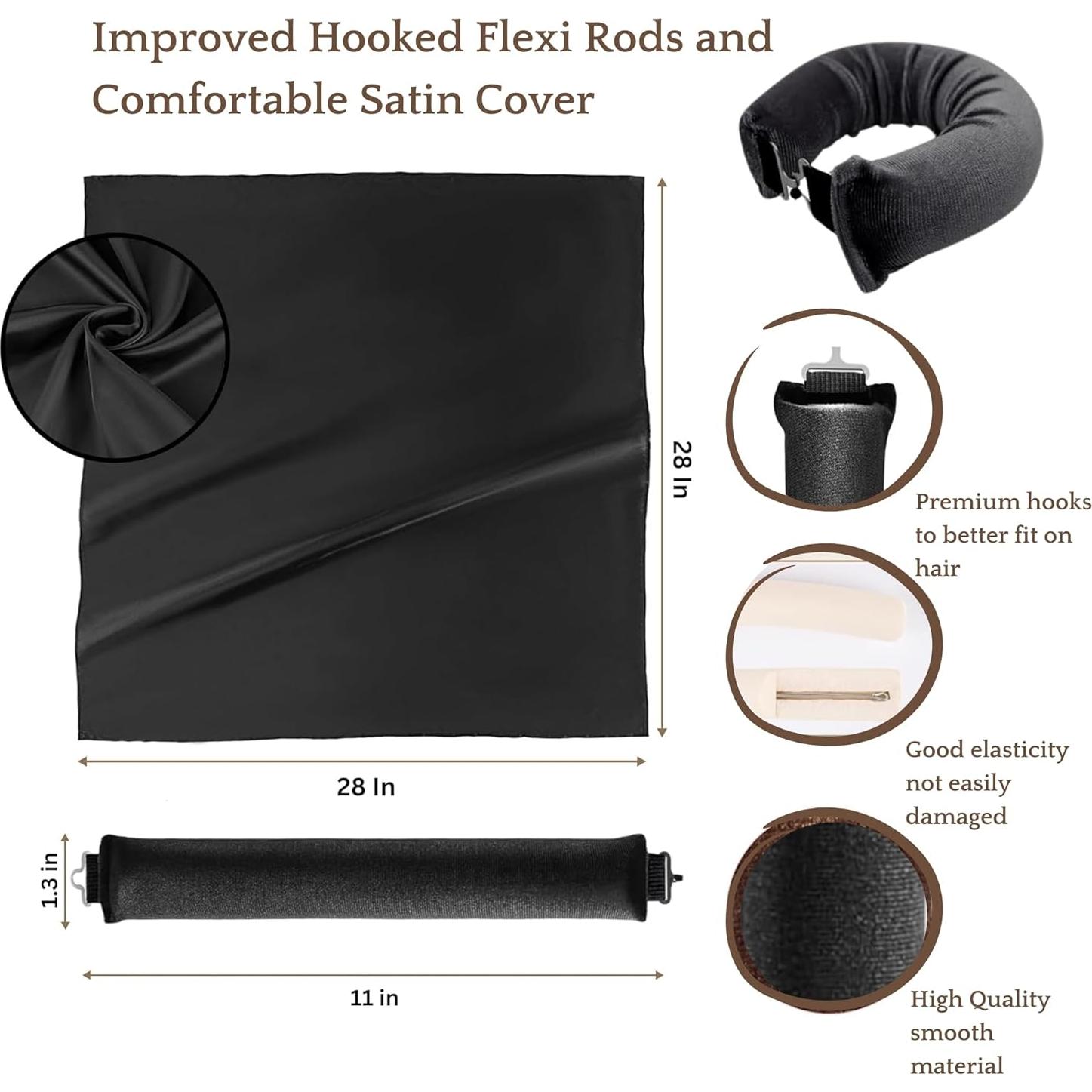 Rizadores de Cabello Sin Calor Cute N Bliss - 4 PZS con Bufanda