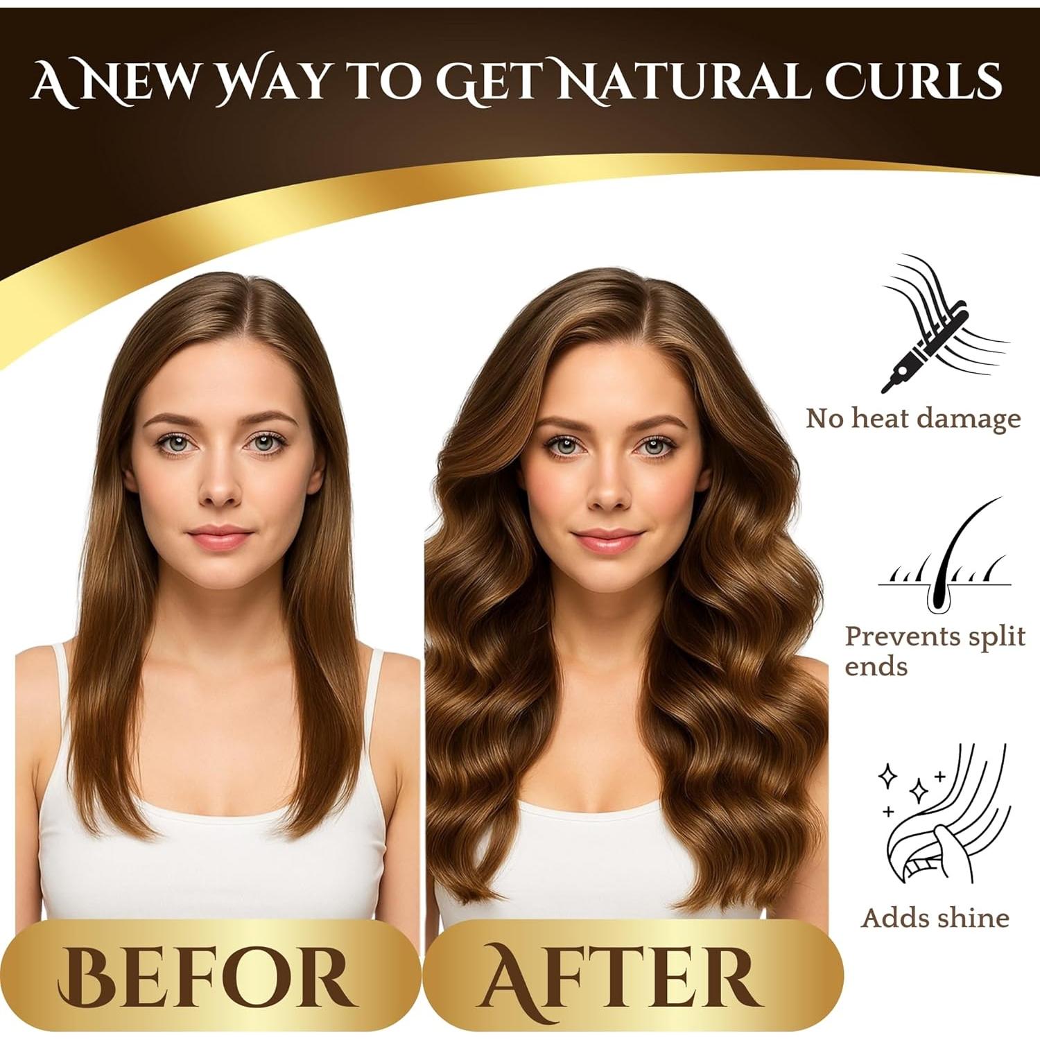 Rizadores de Cabello Sin Calor Cute N Bliss - 4 PZS con Bufanda