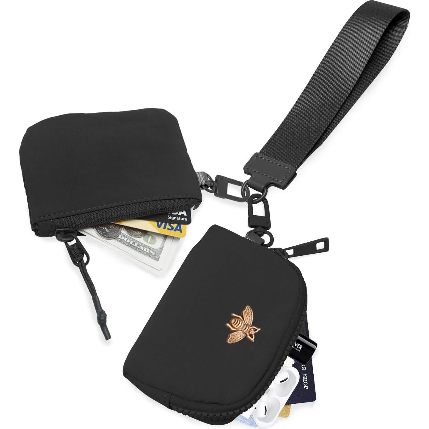 Cartera de Muñeca MINI COOLANS Doble Bolsa Nylon Negro