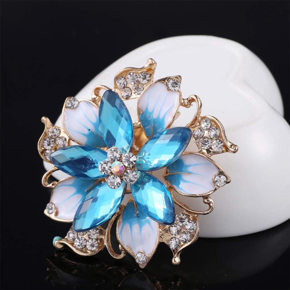 Broche Floral de Cristal Azul HSQYJ - 5.6 cm, Elegante y Brillante