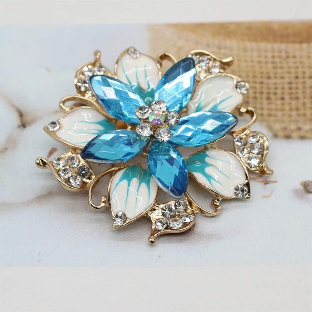 Broche Floral de Cristal Azul HSQYJ - 5.6 cm, Elegante y Brillante