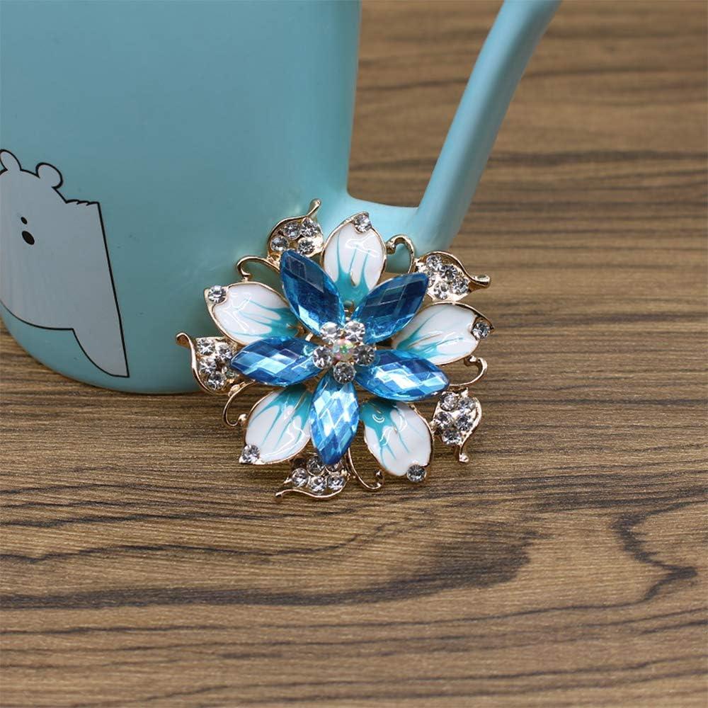 Broche Floral de Cristal Azul HSQYJ - 5.6 cm, Elegante y Brillante