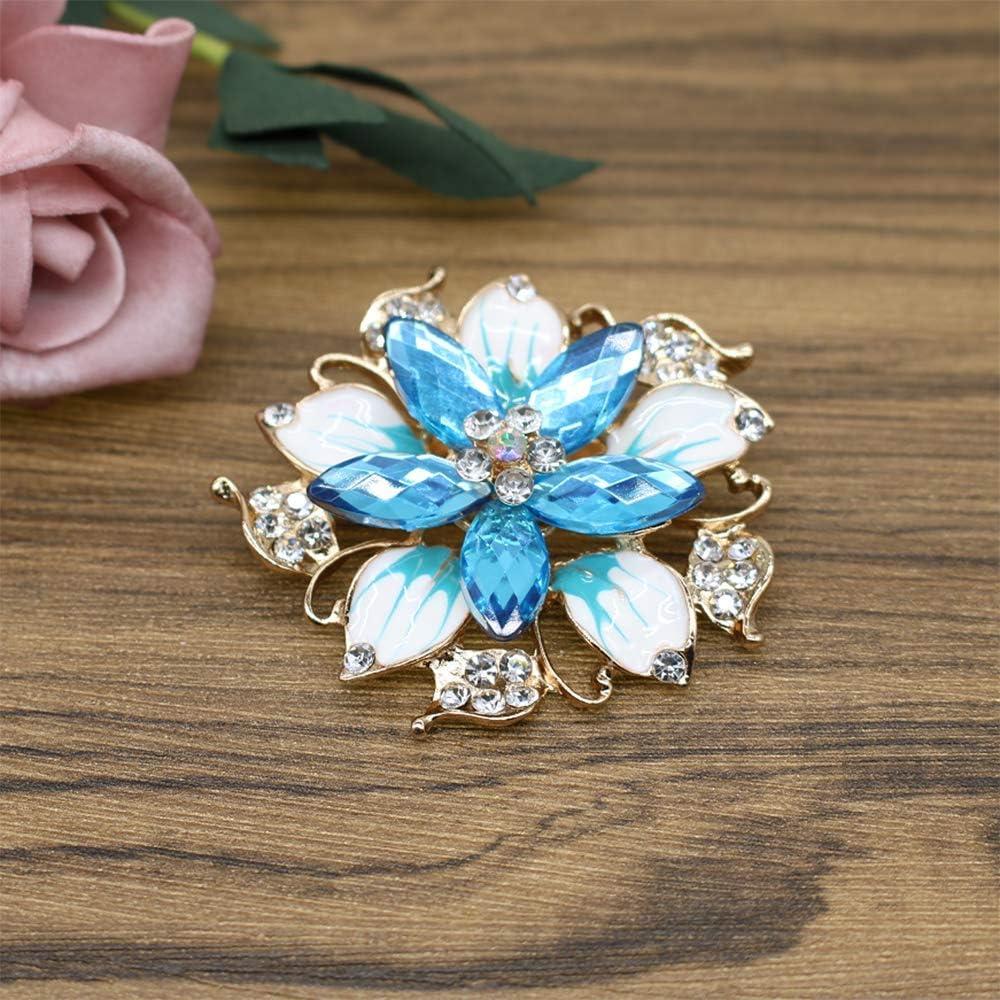 Broche Floral de Cristal Azul HSQYJ - 5.6 cm, Elegante y Brillante