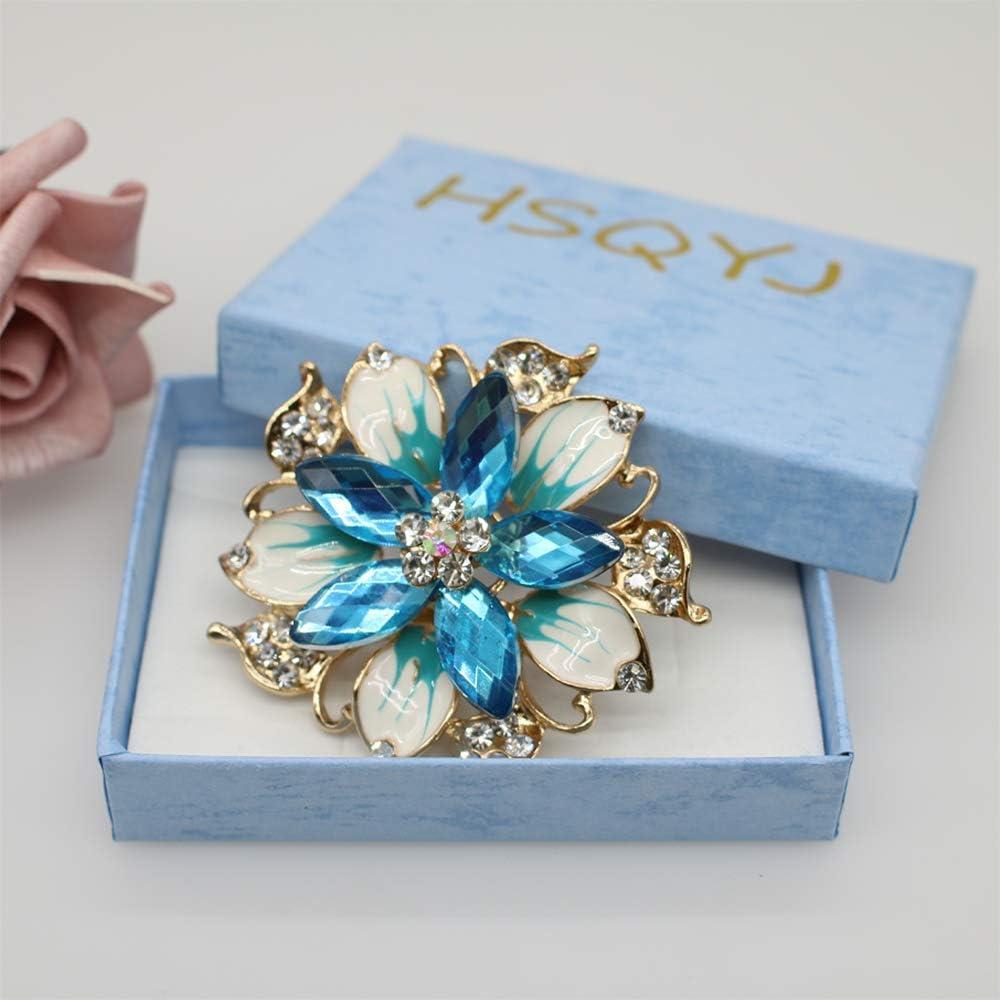 Broche Floral de Cristal Azul HSQYJ - 5.6 cm, Elegante y Brillante