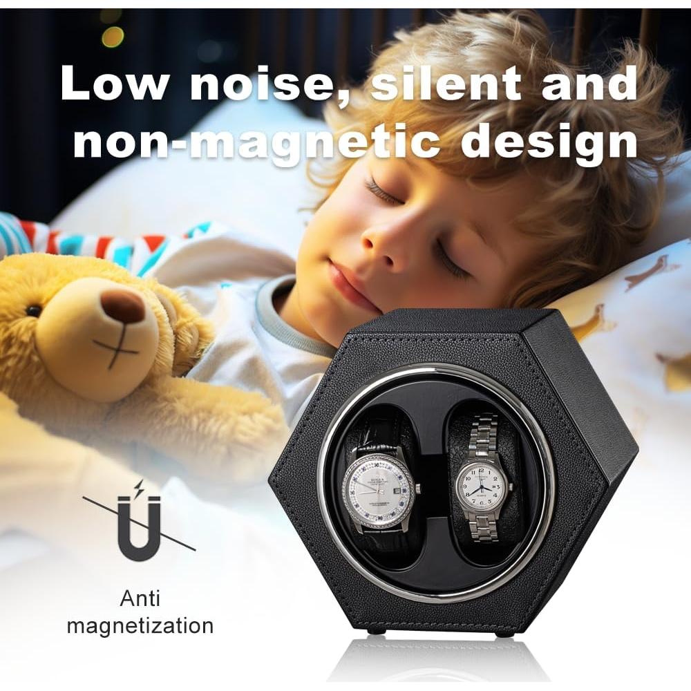 Enrollador de Reloj Automático LINGFANSTORE Cuero Negro