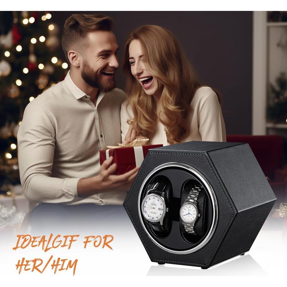 Enrollador de Reloj Automático LINGFANSTORE Cuero Negro