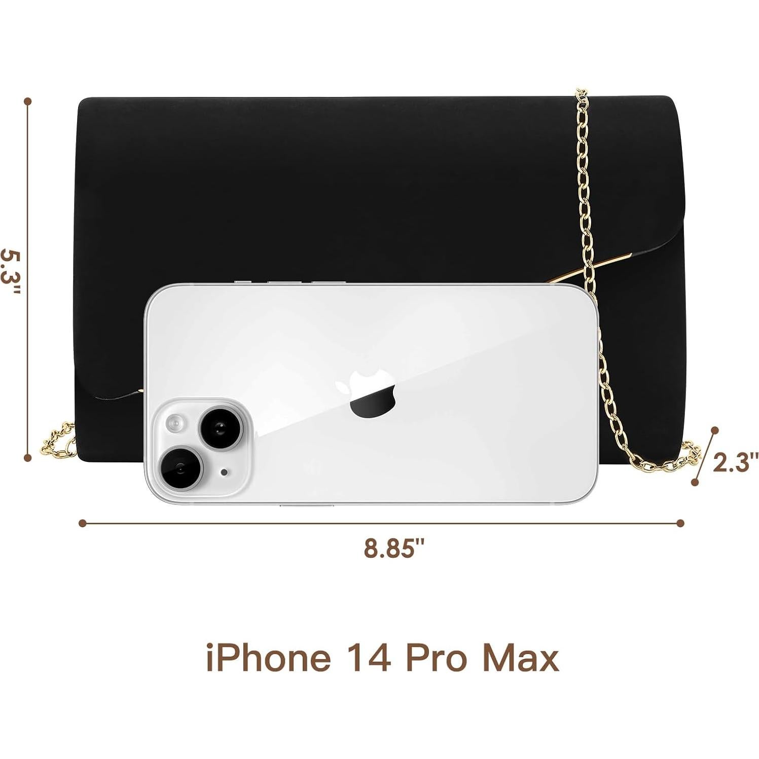 Bolso Clutch de Noche CurvChic Negro Ante Sintético 21.6x12.7cm