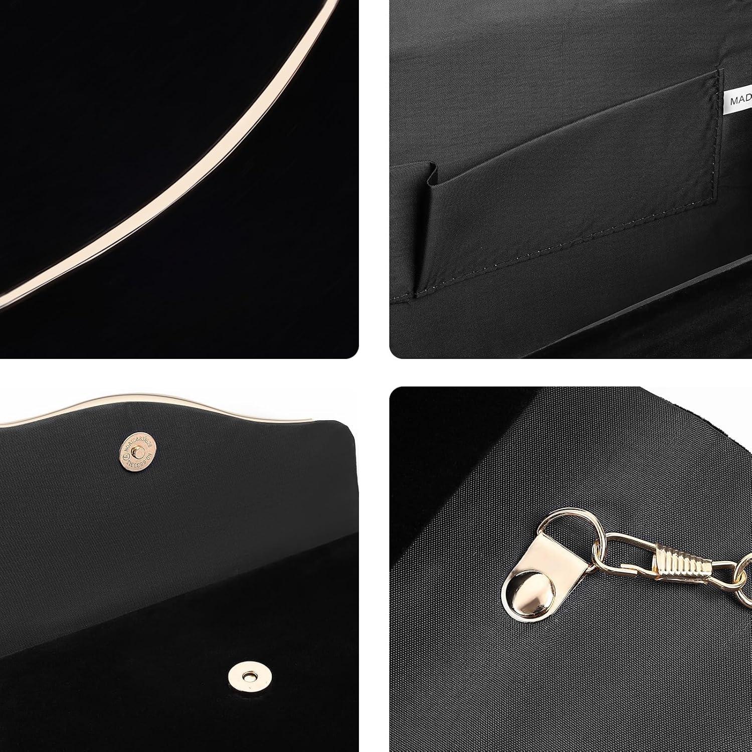 Bolso Clutch de Noche CurvChic Negro Ante Sintético 21.6x12.7cm