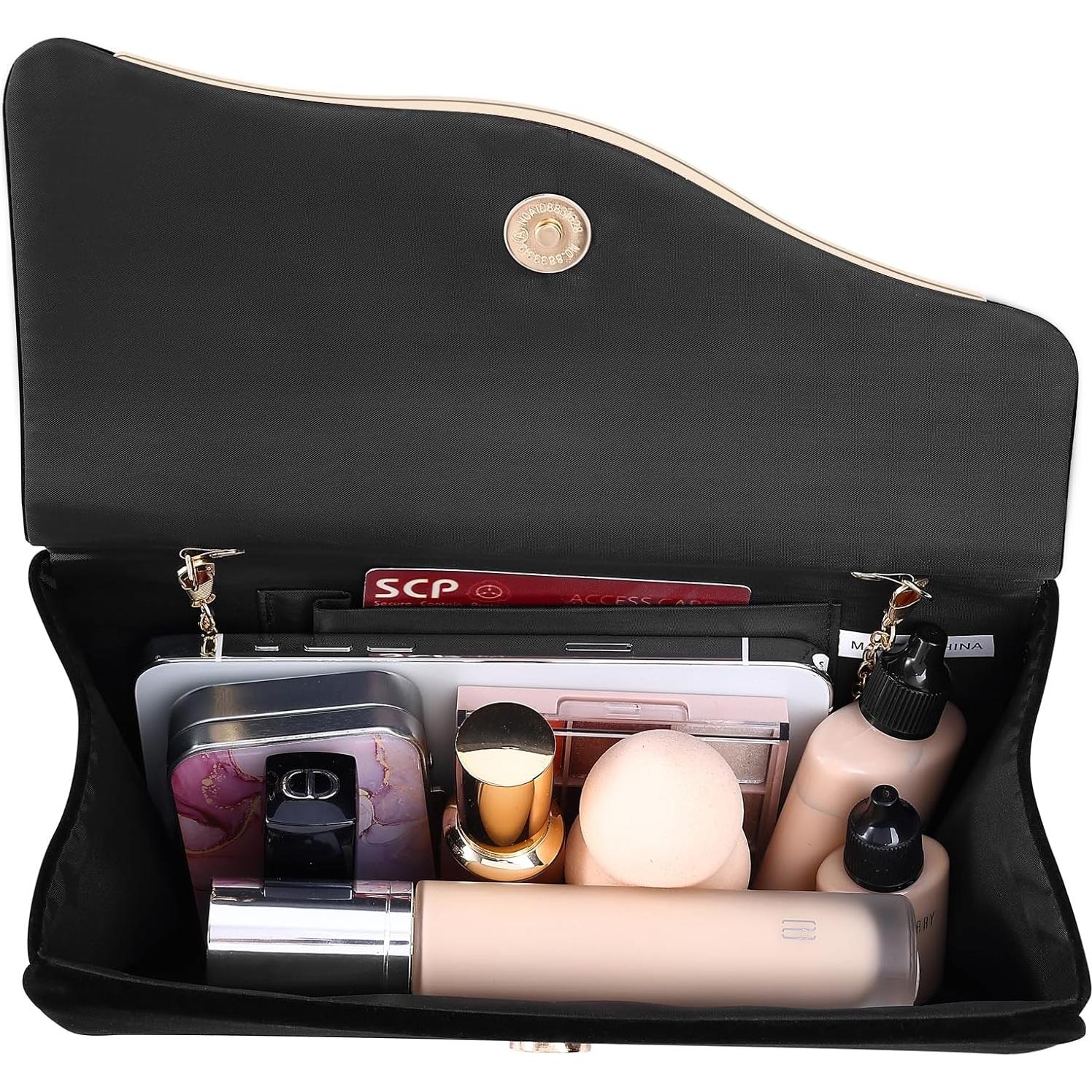 Bolso Clutch de Noche CurvChic Negro Ante Sintético 21.6x12.7cm