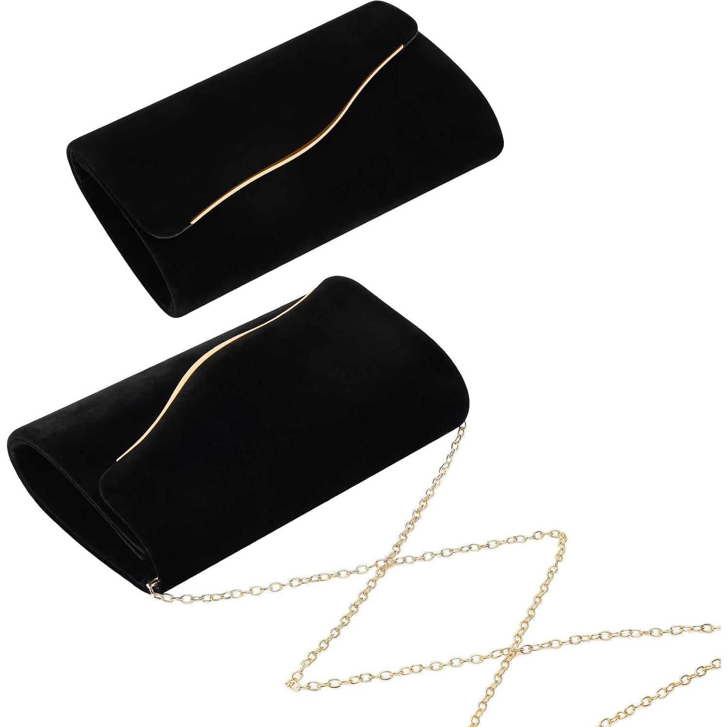 Bolso Clutch de Noche CurvChic Negro Ante Sintético 21.6x12.7cm