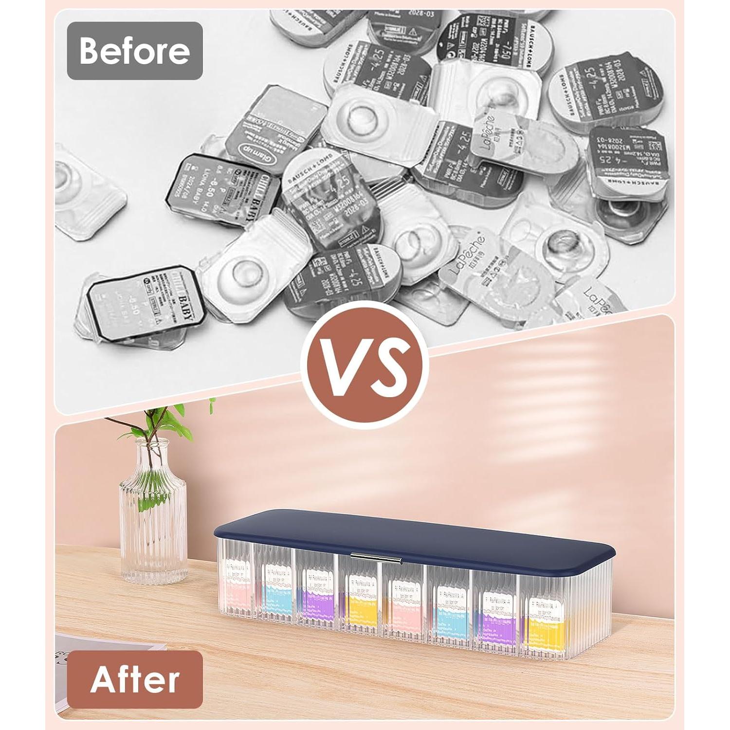 Organizador de Lentes de Contacto MoKo Transparente Azul 8 Compartimentos