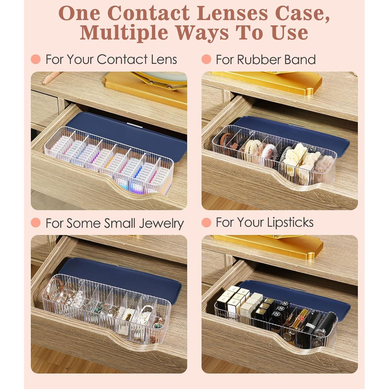 Organizador de Lentes de Contacto MoKo Transparente Azul 8 Compartimentos