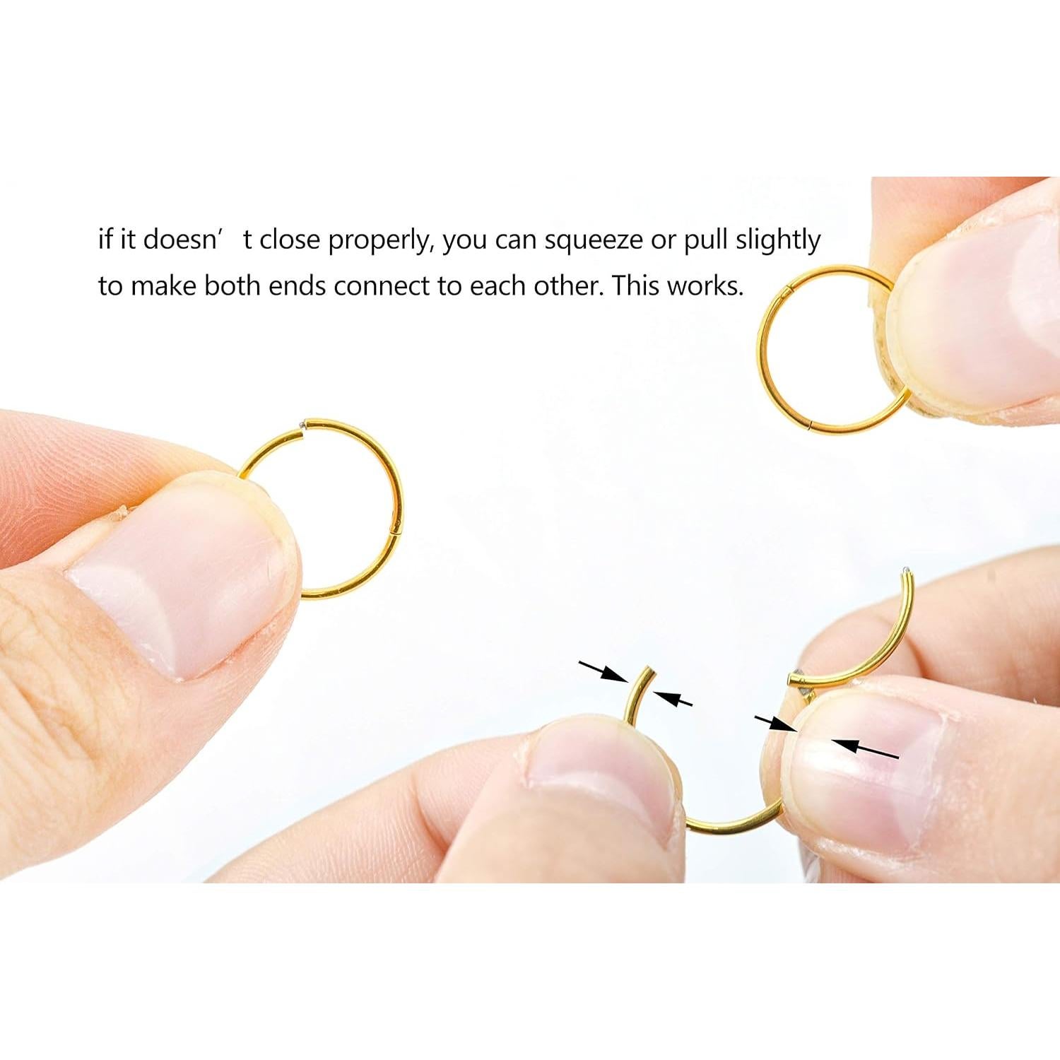 5 Aros de Nariz HQLA Acero Quirúrgico 16G 6mm Oro