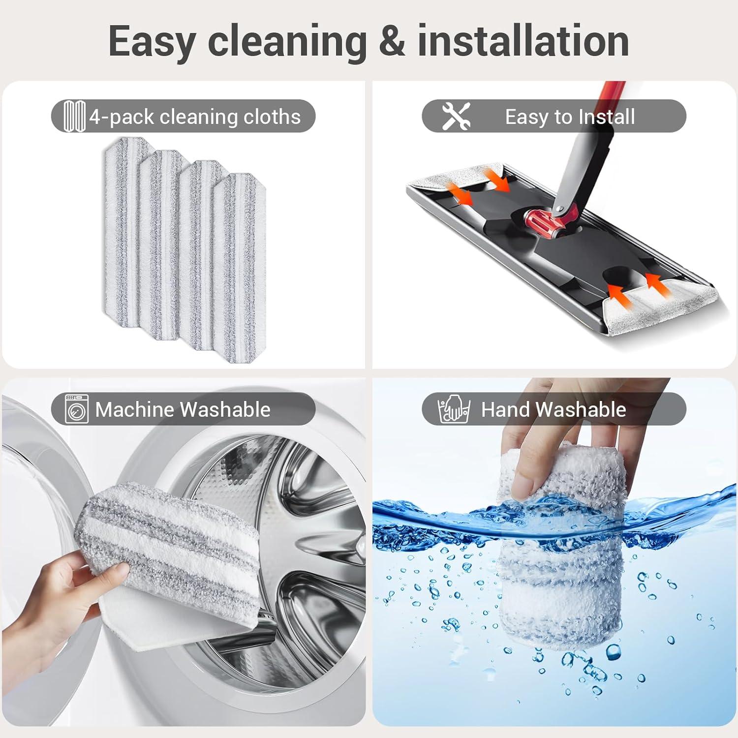 4 Piezas Almohadillas de Reemplazo H2prO Microfibra 40.5x11cm