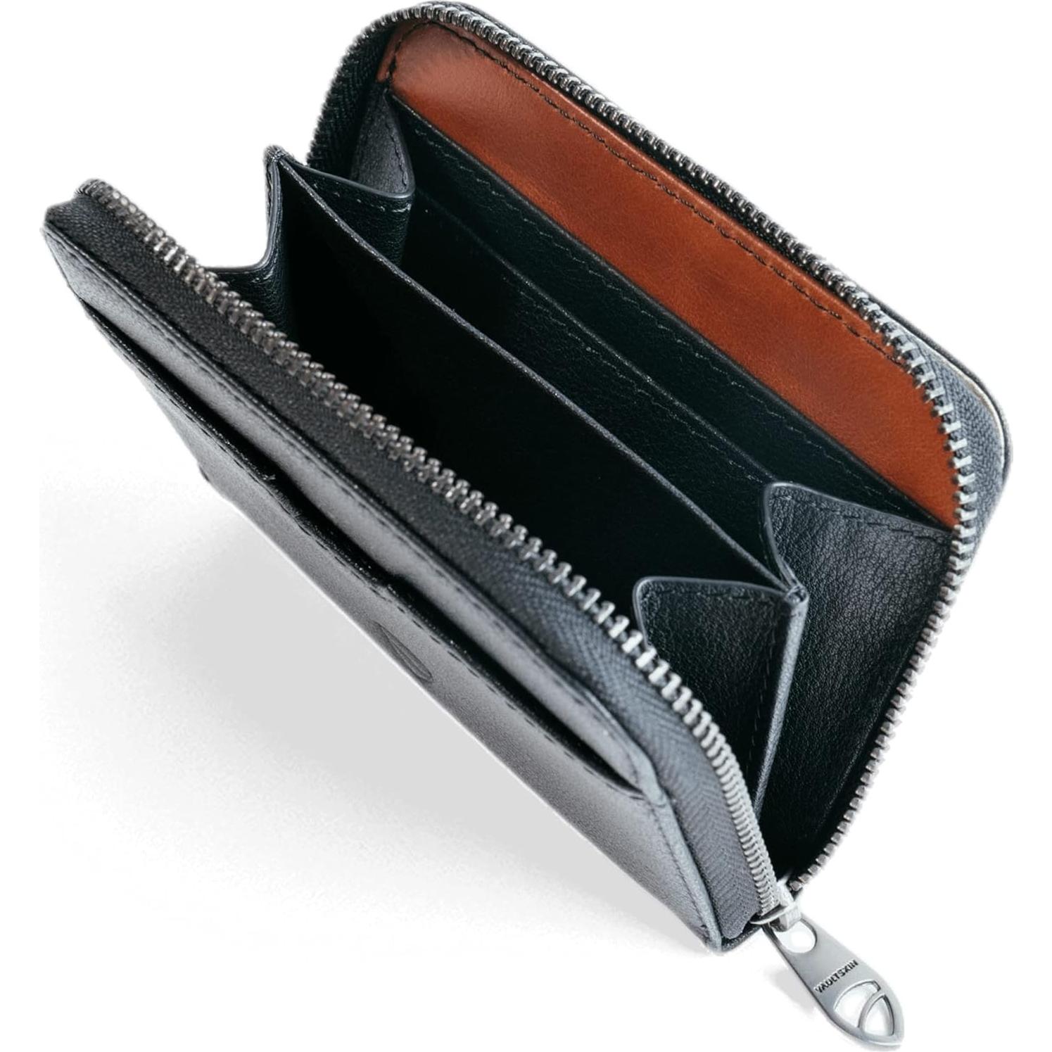 Billetera de cuero Vaultskin Mayfair con bloqueo RFID - Negro