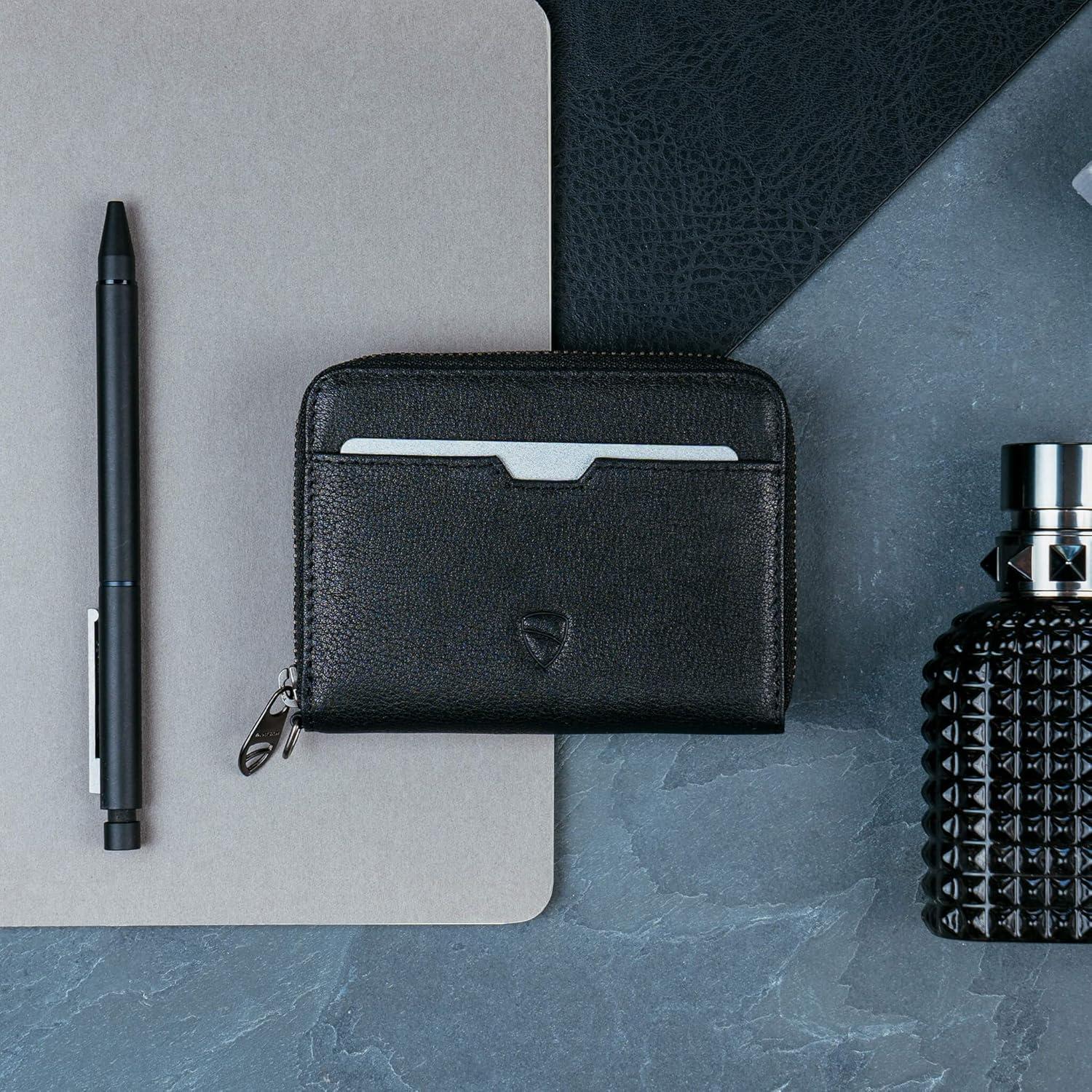 Billetera de cuero Vaultskin Mayfair con bloqueo RFID - Negro