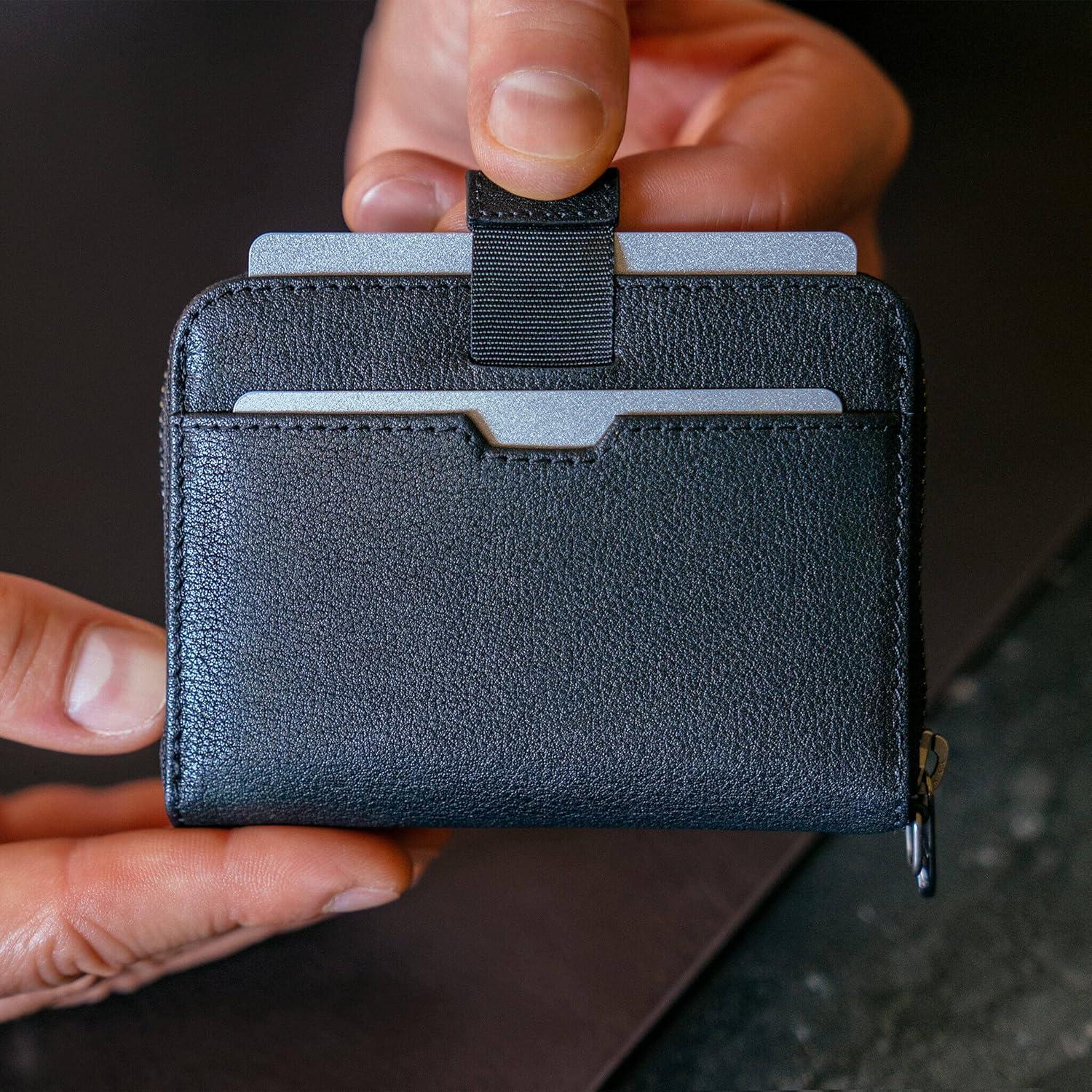 Billetera de cuero Vaultskin Mayfair con bloqueo RFID - Negro
