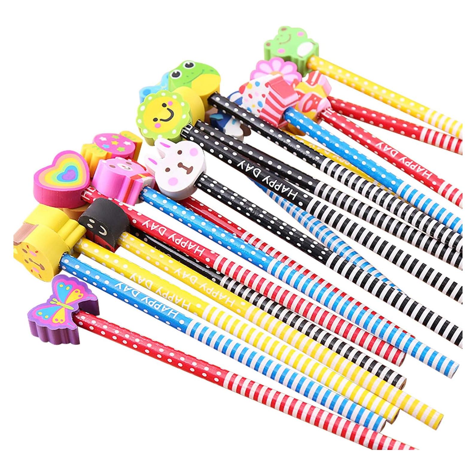 Lápices Lindos BUSHIBU con Borradores de Animales - Paquete de 12