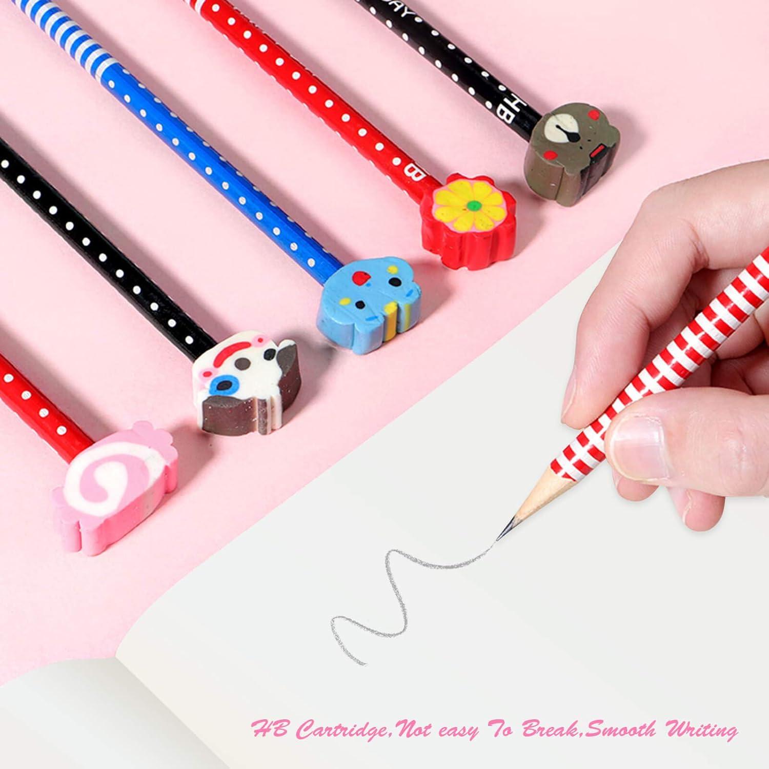 Lápices Lindos BUSHIBU con Borradores de Animales - Paquete de 12