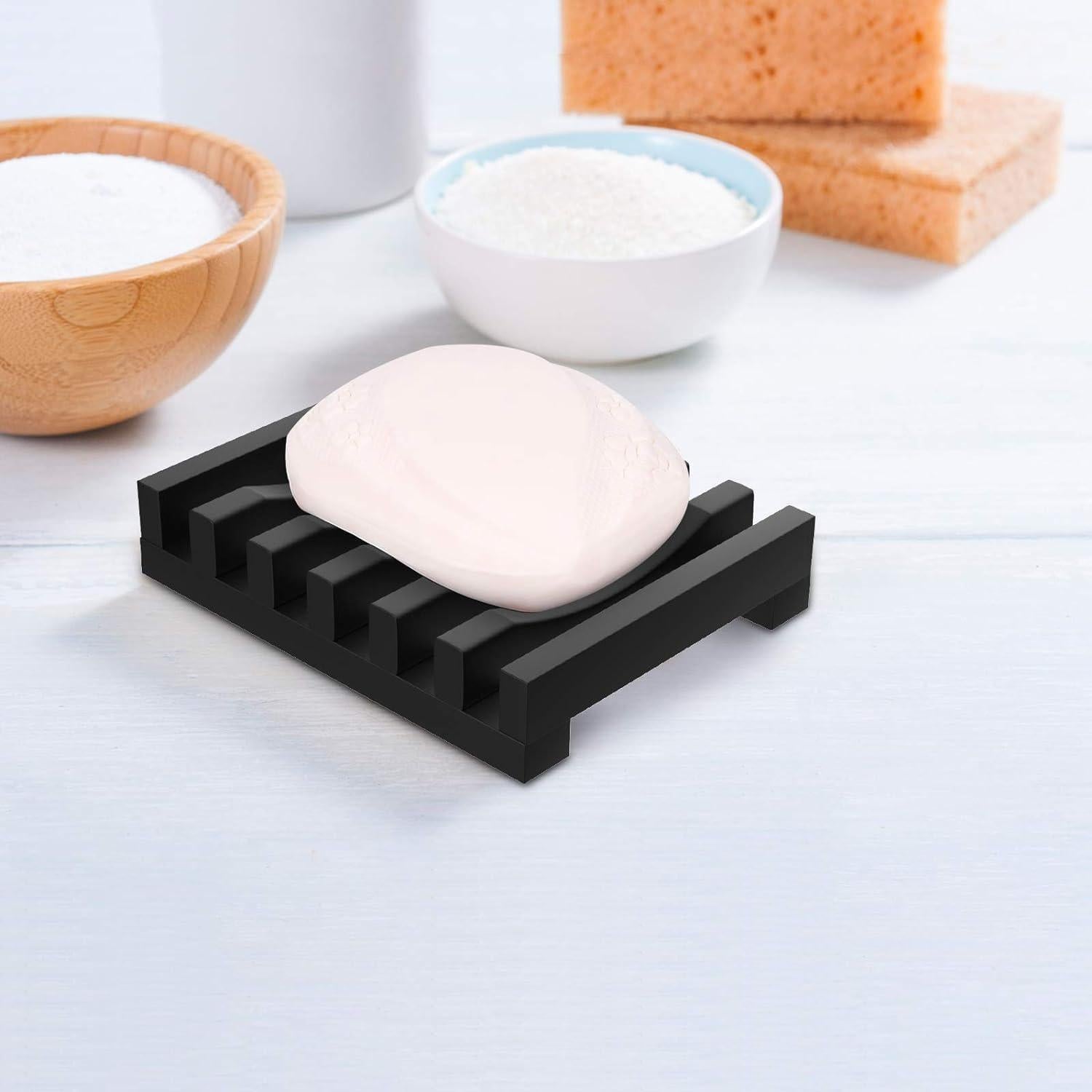 Soporte para Jabón de Silicona Topsky 2 Piezas Negro