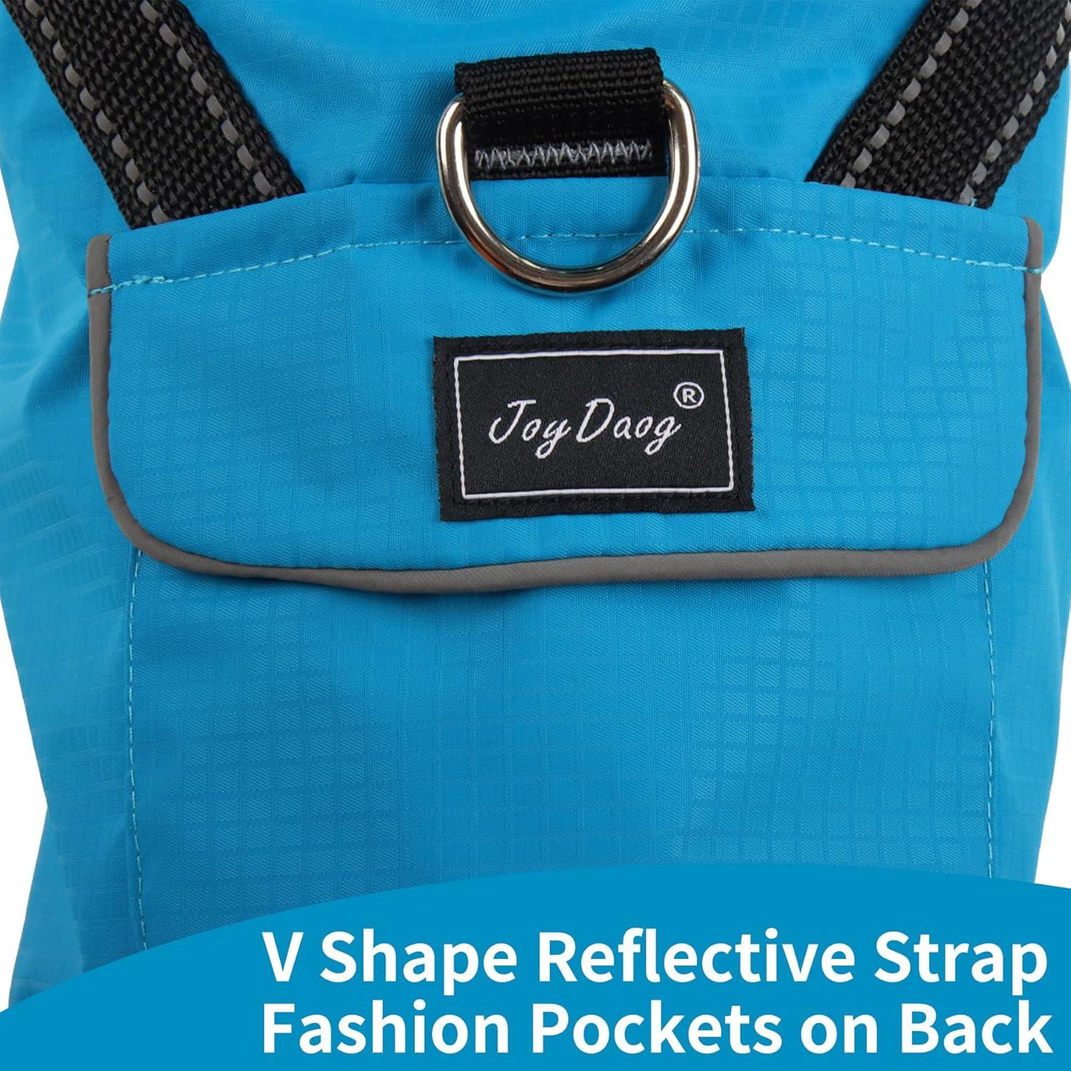 Impermeable para Perros JoyDaog XS Azul con Capucha y Bolsillos