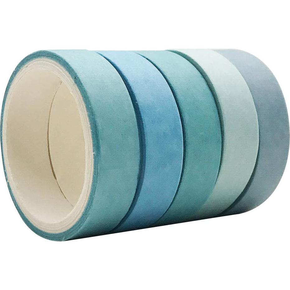 Cinta Washi EnYan 5 Rollos Azul Clásico para Manualidades