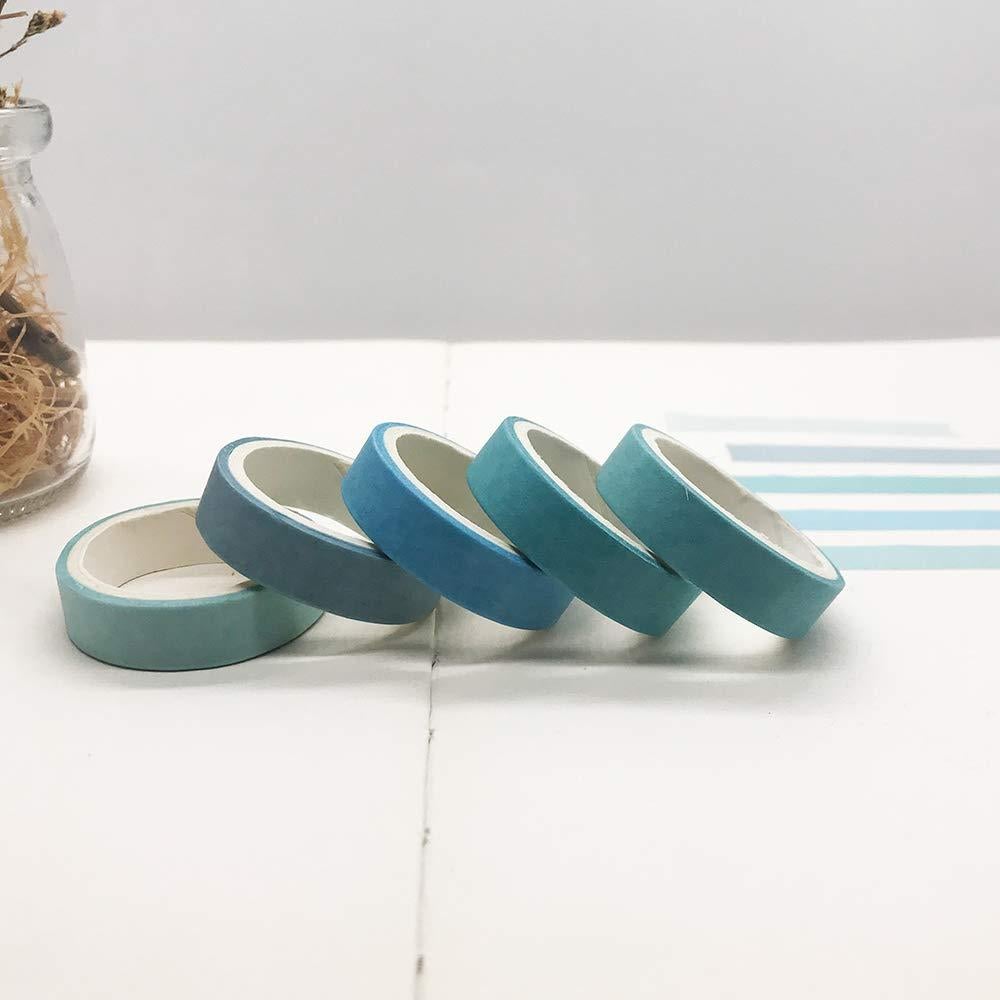 Cinta Washi EnYan 5 Rollos Azul Clásico para Manualidades