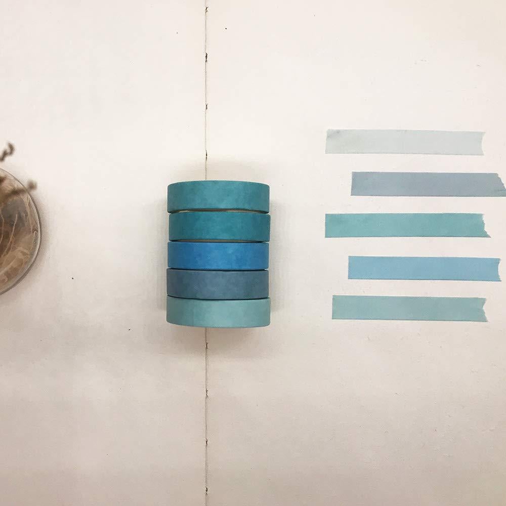 Cinta Washi EnYan 5 Rollos Azul Clásico para Manualidades