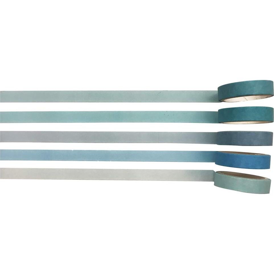 Cinta Washi EnYan 5 Rollos Azul Clásico para Manualidades