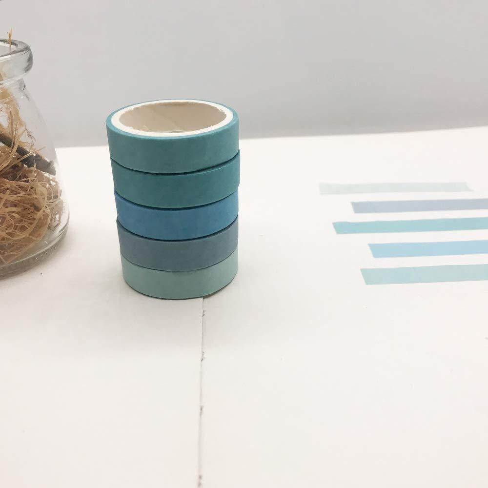 Cinta Washi EnYan 5 Rollos Azul Clásico para Manualidades