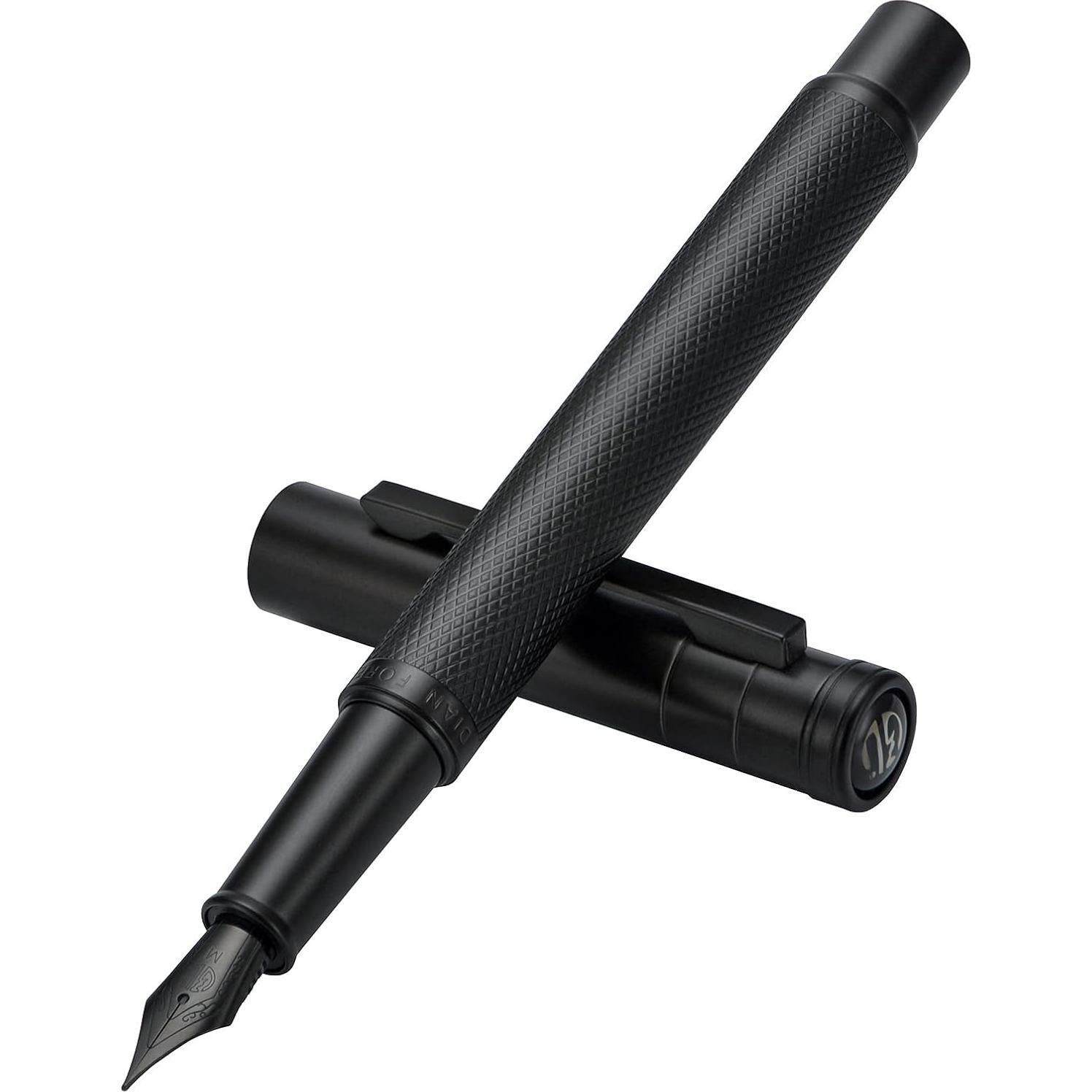 Pluma Fuente Hongdian Negra Punta Media con Estuche de Metal