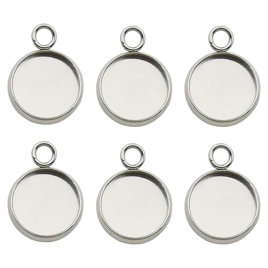 20pcs Adabele 304 Grade Stainless Steel Surgical Bezel Cup Blanks Tray Settings for 6mm Round Cabochon Photo Cameo Resin Jewelry Making SJF49-6