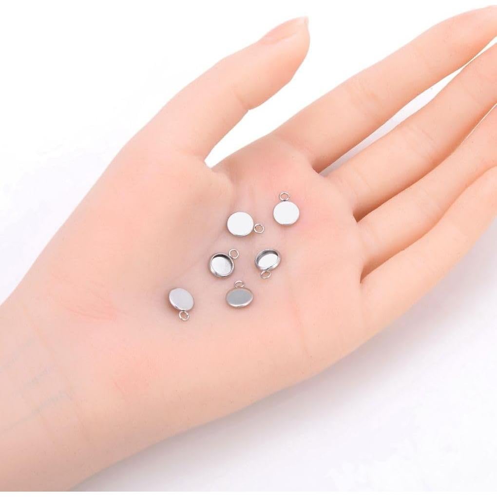 20pcs Adabele 304 Grade Stainless Steel Surgical Bezel Cup Blanks Tray Settings for 6mm Round Cabochon Photo Cameo Resin Jewelry Making SJF49-6