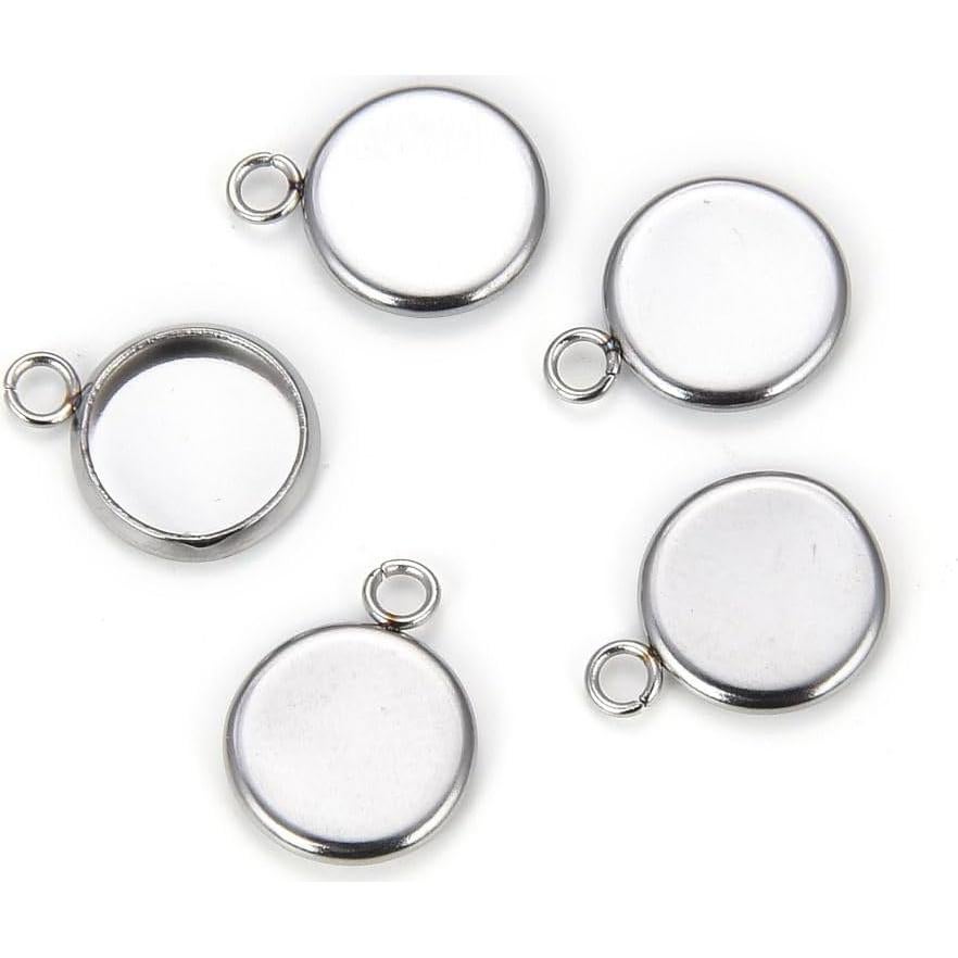 20pcs Adabele 304 Grade Stainless Steel Surgical Bezel Cup Blanks Tray Settings for 6mm Round Cabochon Photo Cameo Resin Jewelry Making SJF49-6