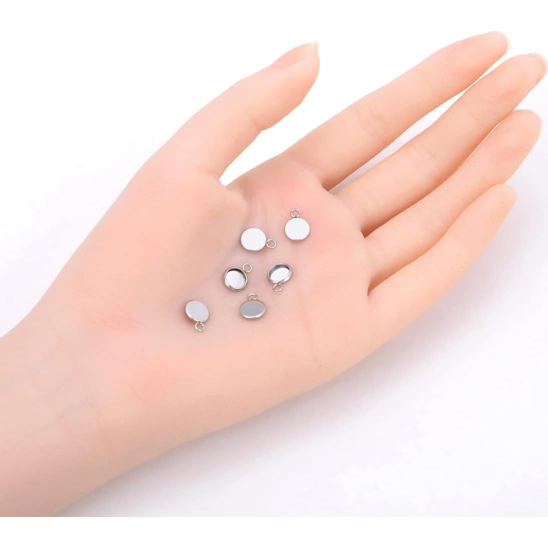 20pcs Adabele 304 Grade Stainless Steel Surgical Bezel Cup Blanks Tray Settings for 6mm Round Cabochon Photo Cameo Resin Jewelry Making SJF49-6