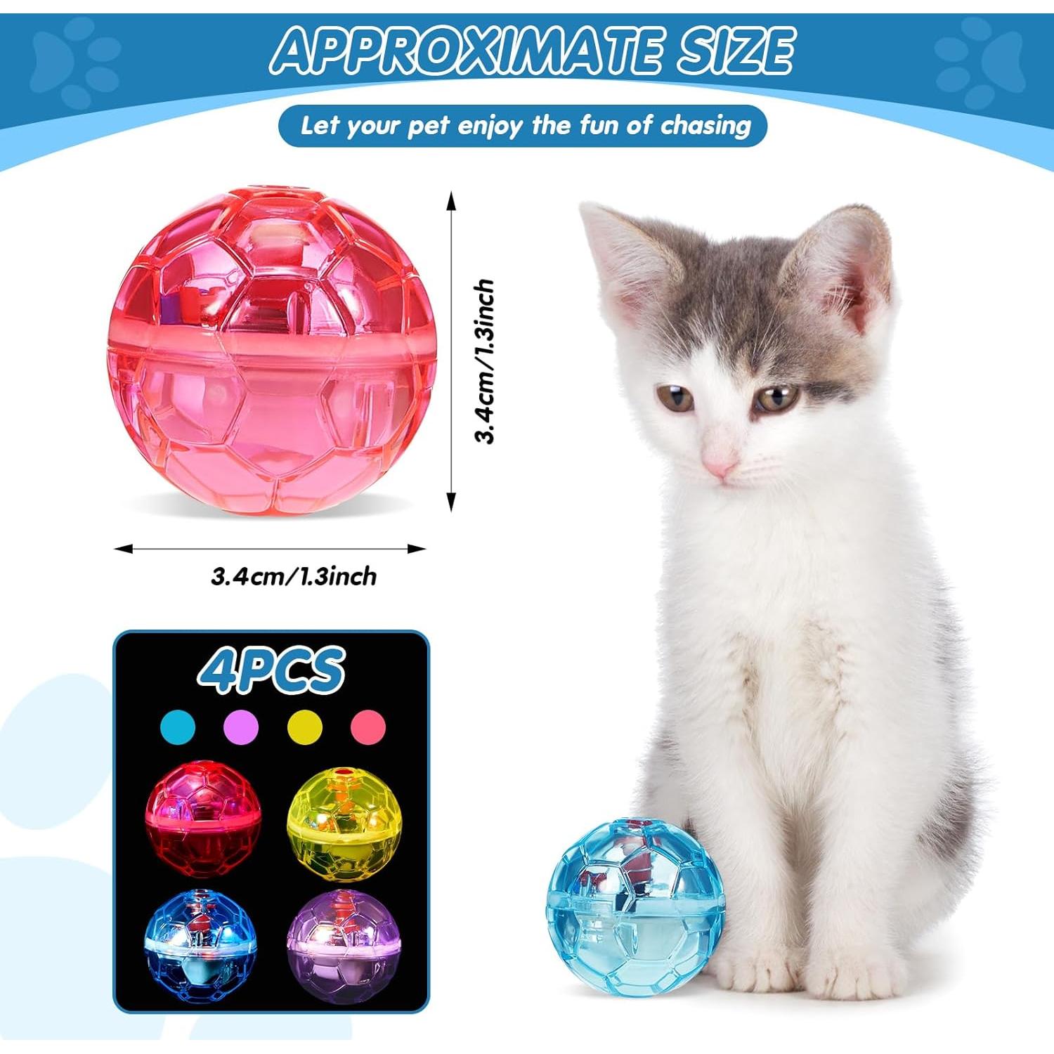 Pelotas Interactivas para Gatos Frienda - 4 Piezas con Luz LED